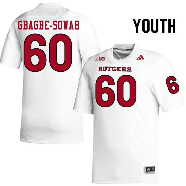 Youth #60 Moses Gbagbe-Sowah Rutgers Scarlet Knights 2024 College Football Jerseys Stitched-White